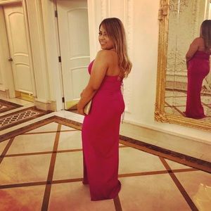 Adrianna Papell Pink Maxi Dress with Slit - Size 8